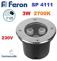 Світлодіодний тротуарний світильник Feron SP4111 220V 3W 2700K IP67 180Lm, 100*80 mm