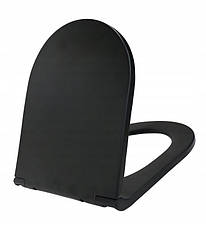 Сидіння для унітаза з плавним закриванням, стільчик Estiva BLACK MATT — колір чорний матовий, фото 2