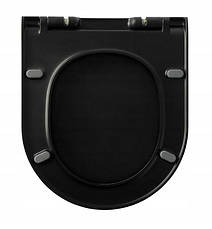 Сидіння для унітаза з плавним закриванням, стільчик Estiva BLACK MATT — колір чорний матовий, фото 3