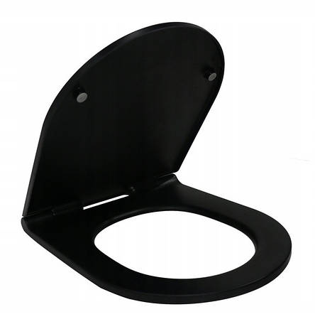 Сидіння для унітаза з плавним закриванням, стільчик Estiva BLACK MATT — колір чорний матовий, фото 1