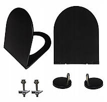 Сидіння для унітаза з плавним закриванням, стільчик Estiva BLACK MATT — колір чорний матовий, фото 5