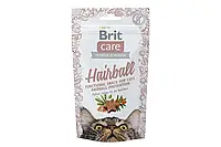 Лакомства для предотвращения образования шерстяных комочков у котов Brit Care Hairball с уткой 50г