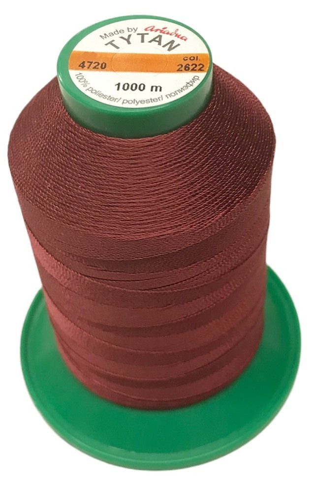 Нитка швейна із поліефірного шовку №40 1000м. «Титан» 2622 світла вишня, фото 1