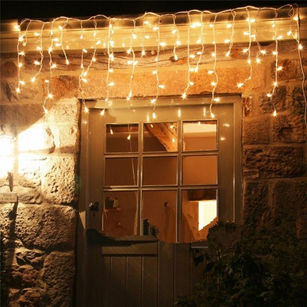 Гірлянда світлодіодна бахрома 100 LED 3*0,50 м прозорий шнур з перехідником теплий білий