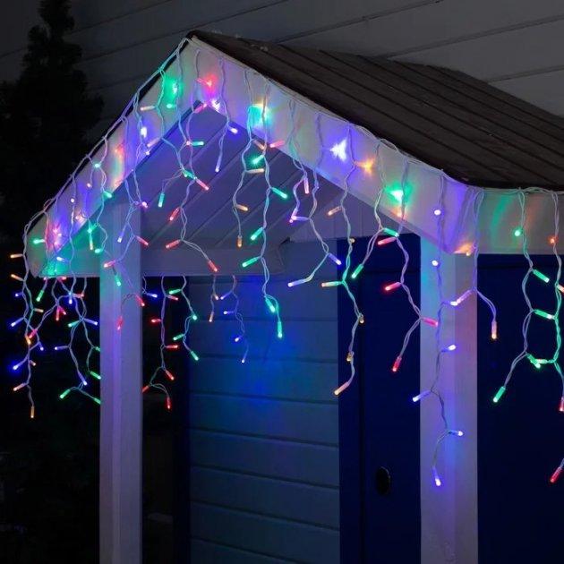 Гірлянда світлодіодна бахрома 100 LED 3х0.5 м прозорий шнур з перехідником різнокольоровий