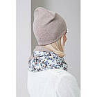 Комплект жіночий трикотажний шапка зі снудом сірий, фото 2