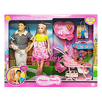 Кукла DEFA 8088 беременная, KEN, коляска с ребёнком, аксессуары Платье с сердцами, Land of Toys
