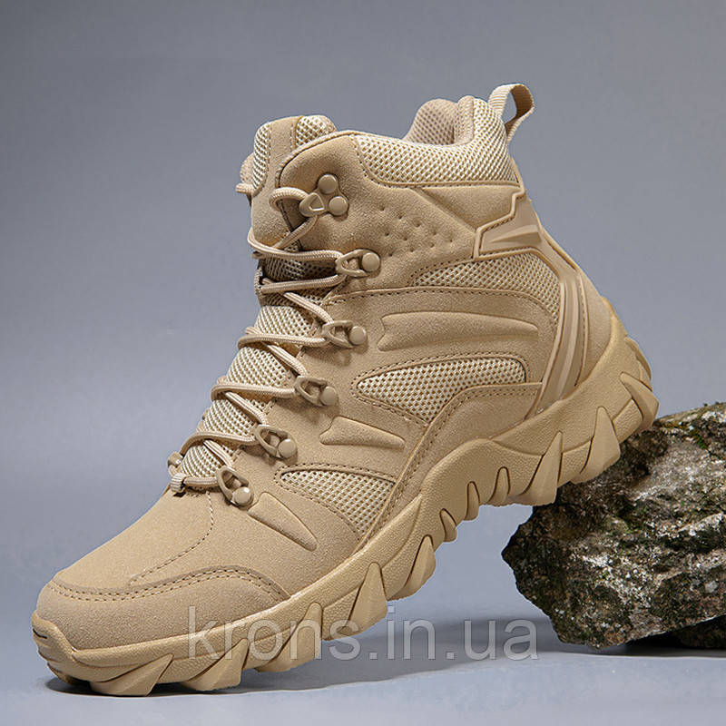 Черевики тактичні Lesko GZ702 Sand Khaki р.39 високі армійські для тренувань taktical, фото 1