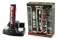 Триммер для стрижки Gemei GM-592 10 в 1 машинка для волос бороды усов черно-красный