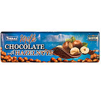 Шоколад Torras Milk with HAZELNUTS (молочний з цільним фундуком) без глютену, 300 г