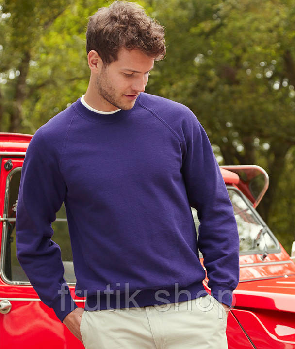 Чоловічий світшот з начосом на тонкому флісі Classic Raglan Sweat реглан светр толстовка Фіолетовий, S