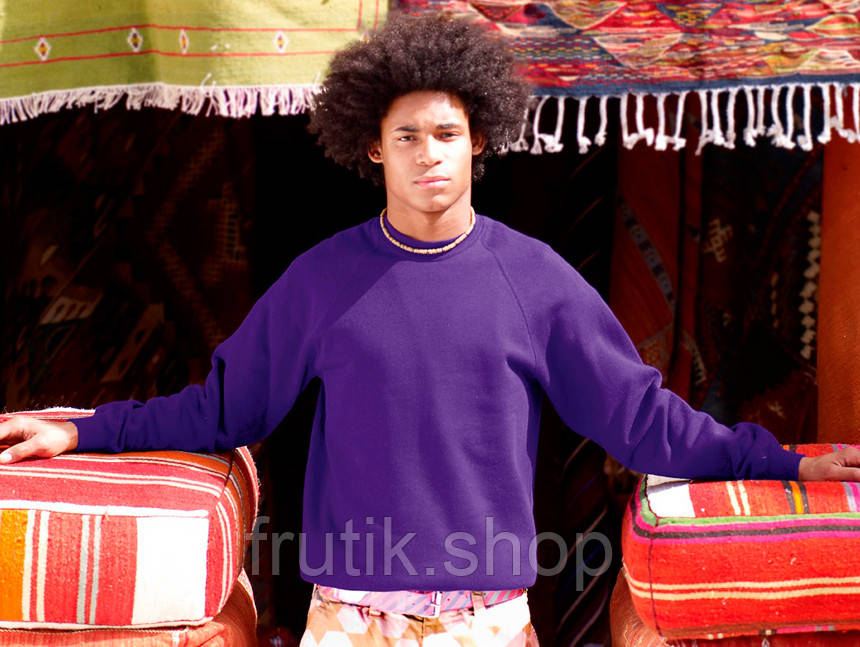 Чоловічий світшот Fruit of the loom тонкий Lightweight Raglan Sweat без флісу реглан светр Фіолетовий, S