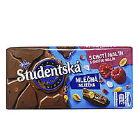 Шоколад Studentska Малина Молочный с арахисом кусочками малины и желе 180 г (52389)