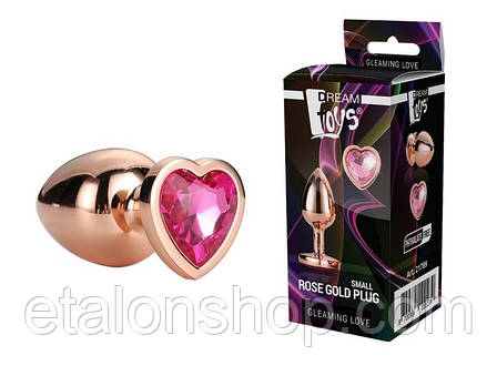 DT21790 Анальна пробка з серцем GLEAMING LOVE ROSE GOLD PLUG MEDIUM, фото 2