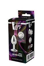 DT21786 Анальний корок із каменем GLEAMING LOVE SILVER PLUG MEDIUM, фото 3