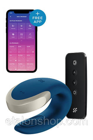 Люксовий Smart вібратор для пар Satisfyer DOUBLE LOVE BLUE, фото 2