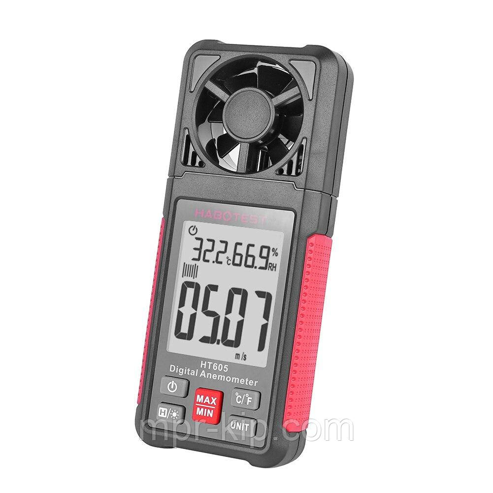 Анемометр Habotest HT605 (0.7-30m/s) з гігрометром (0~99.9%) і термометром (-20...+60 °C)