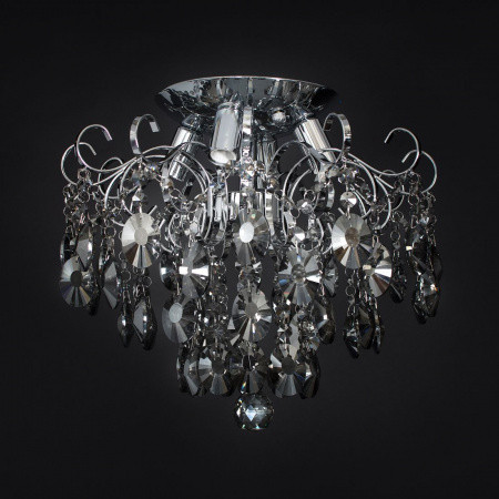 Стельова хромова люстра з чорним кришталем для спальні, фото 1