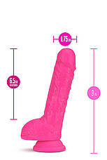 Фалоїмітатор із подвійною щільністю Blush NEO 9 INCH DUAL DENSITY DILDO NEON PINK, фото 3