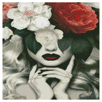Алмазна мозаїка "Дівчина з квітами" Strateg GA0013 50х50 см