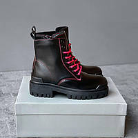 Женские ботинки Balenciaga Black Tractor Side-zip Boots (черные) высокие стильные лаковые сапоги PD6943 топ