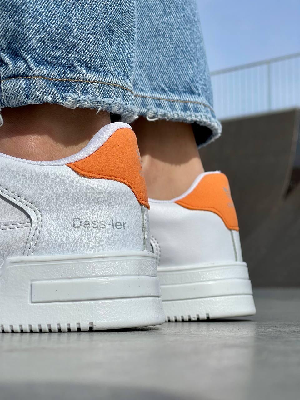 Женские кроссовки Adidas Dass-ler White Beige Orange (белые) демисезонные крутые низкие кеды L0632 топ - фото 4 - id-p1681412159