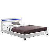 Елегантне м'яке ліжко з LED підсвіткою 120x200 Verona біла екошкіра, фото 4