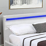 Елегантне м'яке ліжко з LED підсвіткою 120x200 Verona біла екошкіра, фото 2