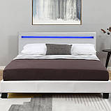 Елегантне м'яке ліжко з LED підсвіткою 120x200 Verona біла екошкіра, фото 3