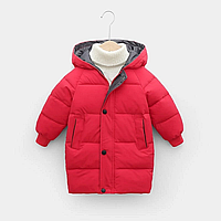 Детская куртка пальто для мальчика и девочку красная 98 см