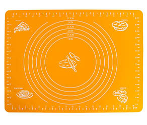 Силіконовий антипригарний килимок для випічки і розкочування тіста 40х30 см Помаранчевий (n-1836)