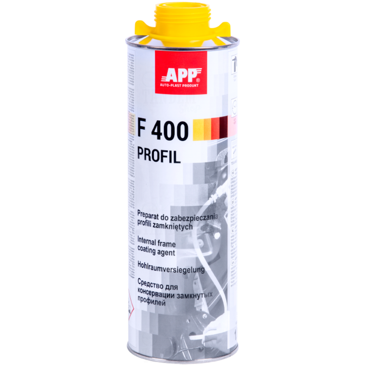 Засіб для захисту закритих профілів кузова (мовіль) APP F400 Profil, 1 л Жовтий, фото 1
