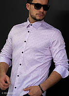 Белая мужская рубашка с мелким цветным принтом пейсли M, XXL размер SP-11