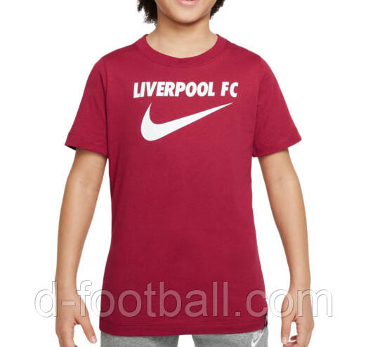 Футболка підліткова Nike LFC B NK SWOOSH TEE червона DJ1535-608, Червоний, Розмір (EU) — 128 cm