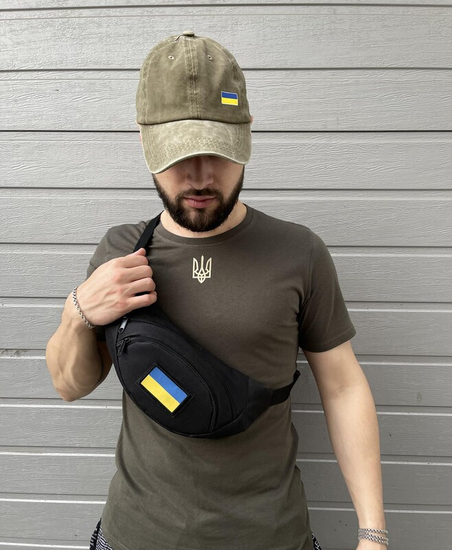 Поясна сумка від Intruder патріотична чорного кольору, фото 1