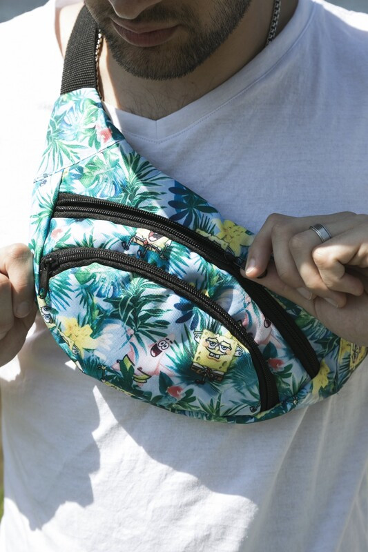 Бананка різнокольорова тканинна з принтом "Спанч Боб", фото 1