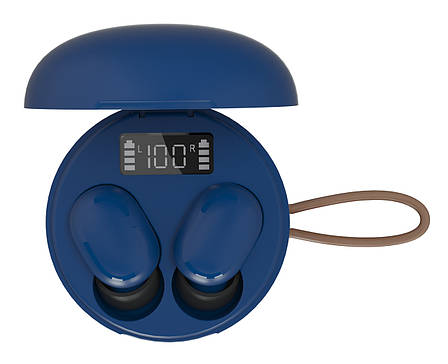 Навушники вакуумні безпровідні з мікрофоном ERGO BS-520 Twins Bubble Bluetooth в кейсі Синій, фото 1