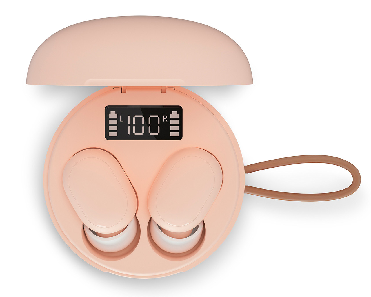 Навушники вакуумні безпровідні з мікрофоном ERGO BS-520 Twins Bubble Bluetooth в кейсі Персиковий