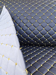 Прошитий шкірозамінник для автомобілів дубльований поролоном і Флізліном. «Ромб».Турецького виробництва.