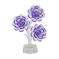 Статуэтка хрустальная (3 цветка) Фиолетовая