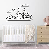 Вінілова інтер'єрна наклейка декор на стіну та шпалери (скло, меблі, дзеркало, метал) "Місто в Єгипті з пірамідами" з оракалу