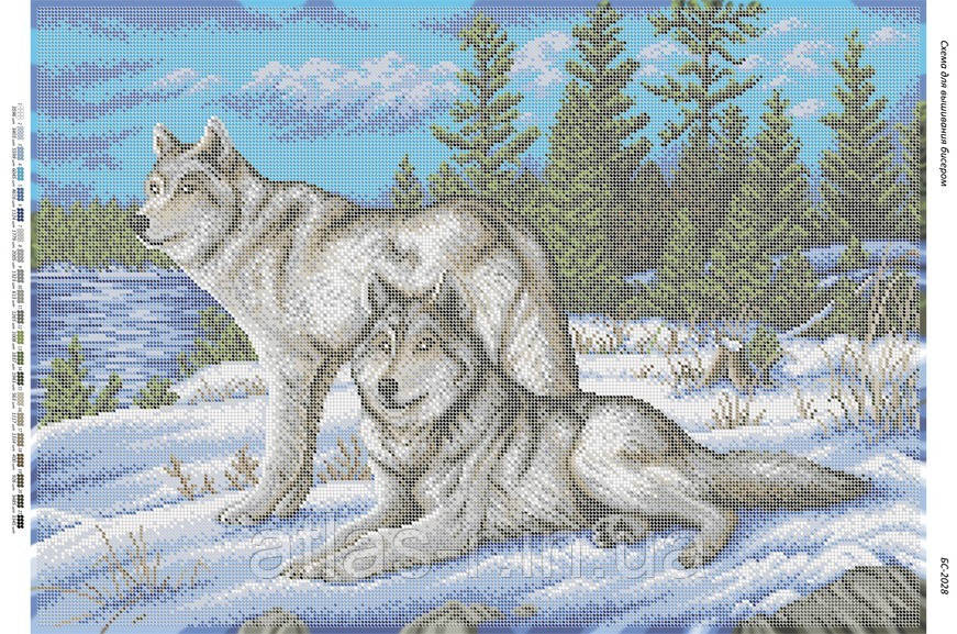 Схема для повної зашиття бісером "Вовки на снігу"
