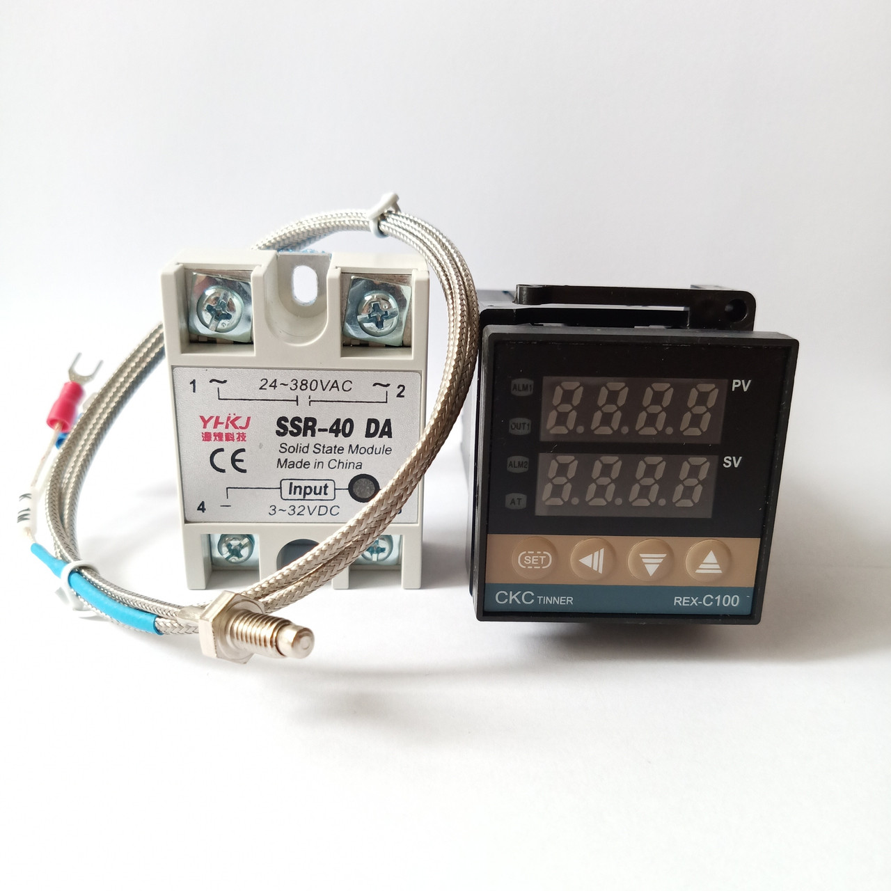 ПІД Контролер температури до +999 °C (PID Термоконтролер) REX-C100-V*DA +SSR-40DA + термопара/Тморегулятор