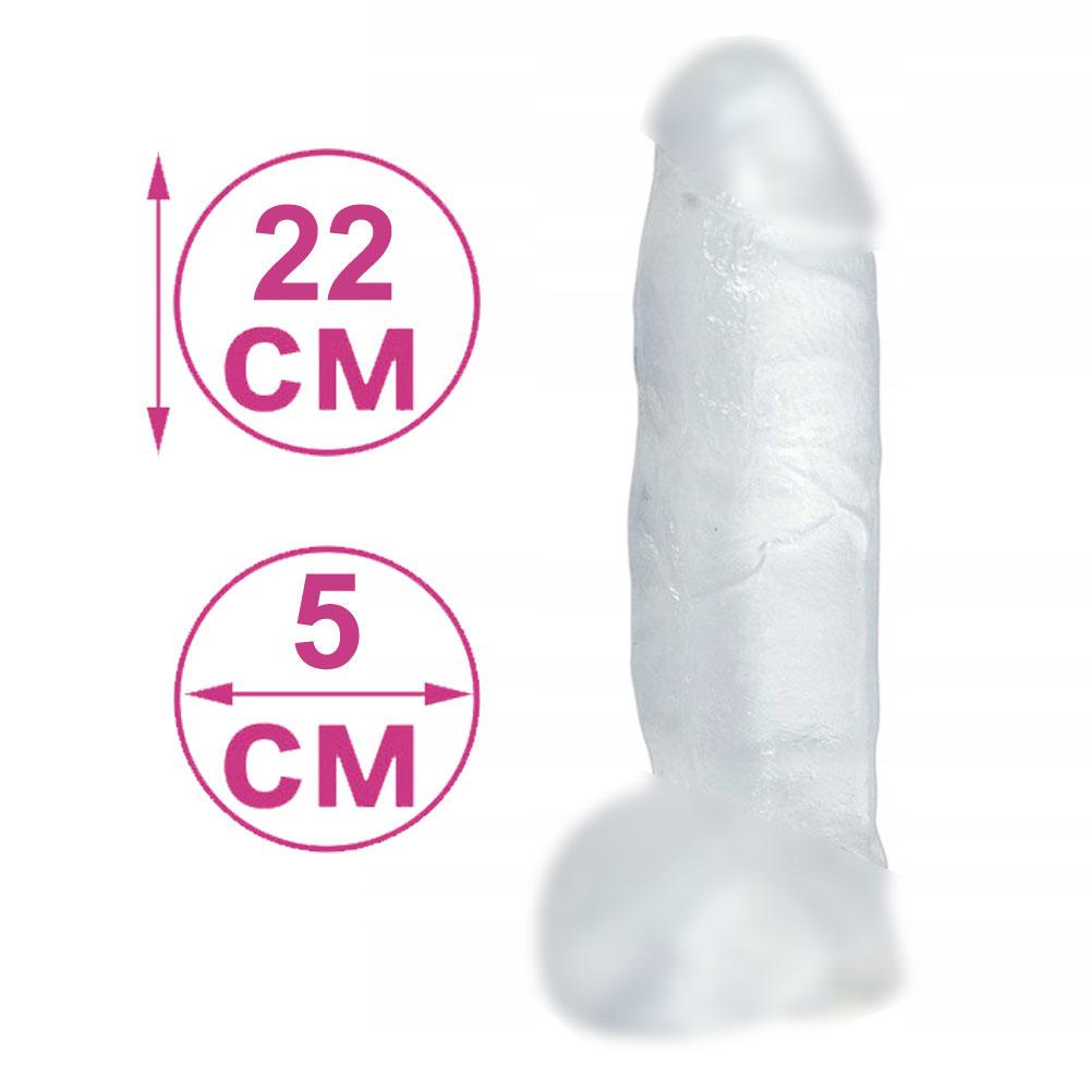 Реалістичний прозорий фалоімітатор з мошонкою 22 х 5 см Dildo Crystal Clear Big Dong