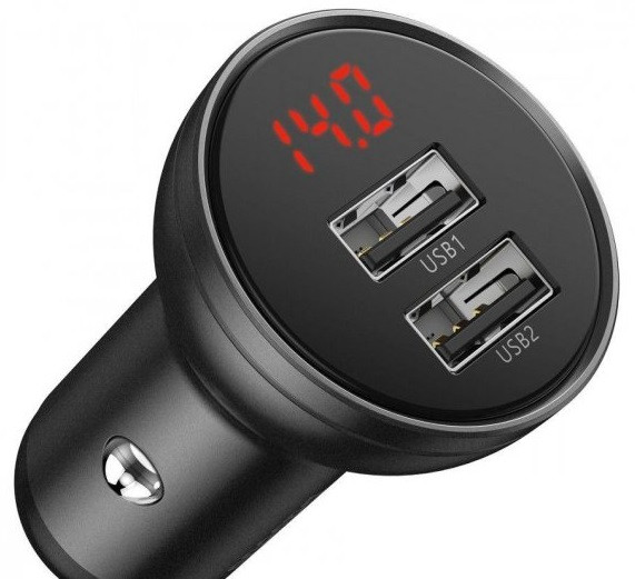 Адаптер автомобільний BASEUS CCBX-0G 2USB, 4.8A, 24W, чорний