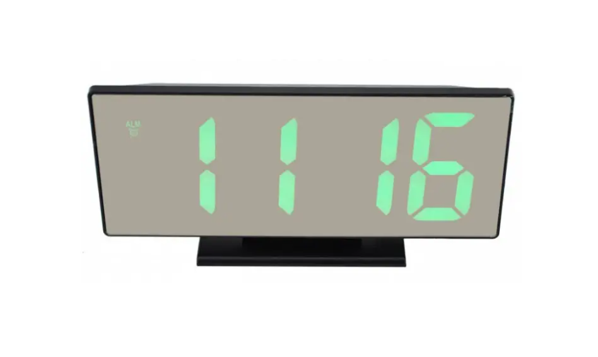 Настільний дзеркальний електронні LED годинник DS-3618L із зеленим підсвічуванням