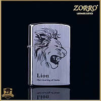 Зажигалка бензиновая ZORRO Lion Silver