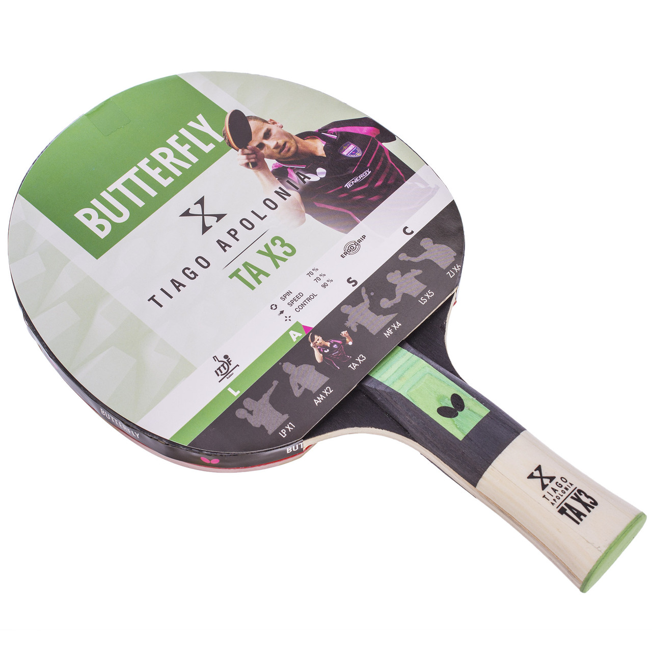 Ракетка для настільного тенісу BUTTERFLY 85082 TIAGO APOLONIA TAX3 кольори в асортименті