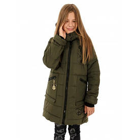 Пальто зимове для дівчинки Мікі хакі 104