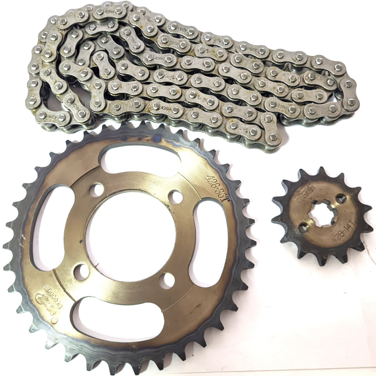 Зірки ланцюг комплект JH70 428H 104L 36T 14T гартована у коробці, фото 1